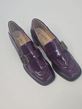 YDN Eggplant Purple Patent Leather Chunky Loafers Academia